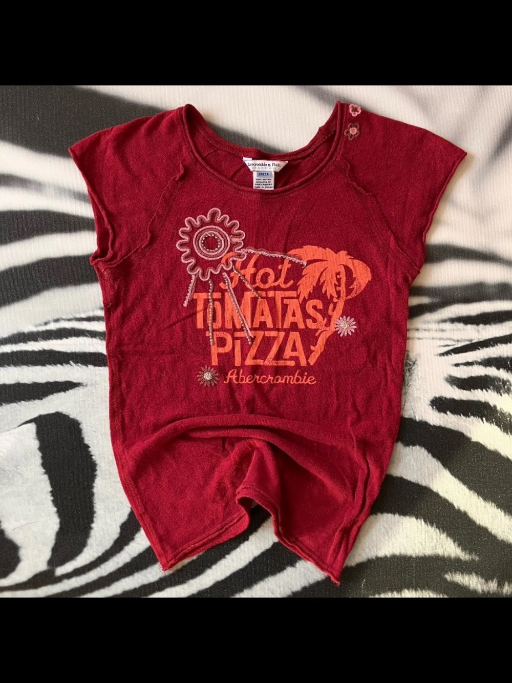 Abercrombie & Fitch Women’s HOT TOMATAS PIZZA Graphic Shirt Size Medium Y2K